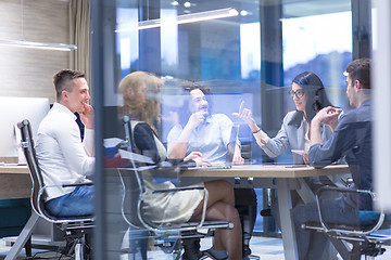 Image showing Startup Business Team At A Meeting at modern office building