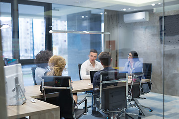 Image showing Startup Business Team At A Meeting at modern office building