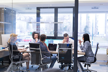 Image showing Startup Business Team At A Meeting at modern office building