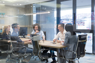 Image showing Startup Business Team At A Meeting at modern office building