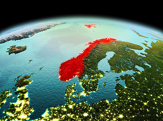 Image showing Norway on planet Earth in space