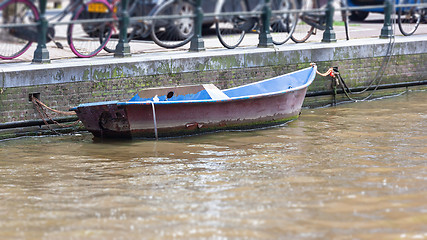 Image showing boat in the canals of Amsterdam