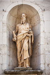 Image showing ancient stone Saint Paul statue at Assisi Marche Italy