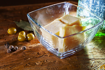 Image showing Slices of parmesan cheese