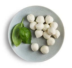 Image showing plate of mozzarella cheese balls