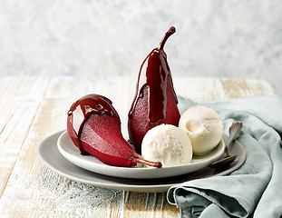 Image showing Pears Poached in Red Wine