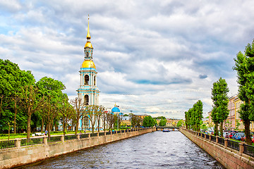 Image showing Bell tower of St. Nicholas Naval Cathedral, Saint Petersburg