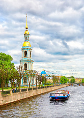 Image showing Bell tower of St. Nicholas Naval Cathedral, Saint Petersburg