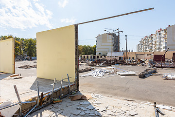 Image showing Dismantling of buildings on the market, cleaning of building areas