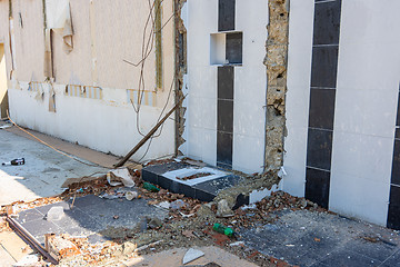 Image showing Demolition of the building, disassembled sanitary unit, toilet