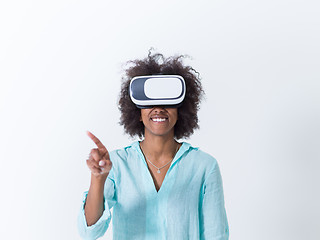 Image showing black girl using VR headset glasses of virtual reality