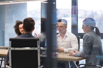 Image showing Startup Business Team At A Meeting at modern office building