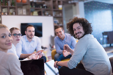 Image showing Startup Business Team At A Meeting at modern office building