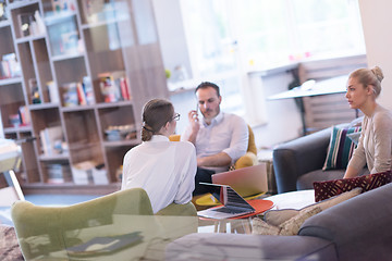 Image showing Startup Business Team At A Meeting at modern office building