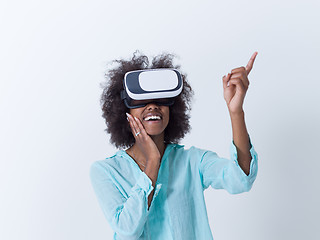 Image showing black girl using VR headset glasses of virtual reality