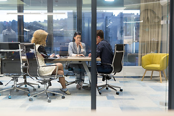 Image showing Startup Business Team At A Meeting at modern office building