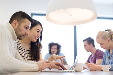 Image showing Startup Business Team At A Meeting at modern office building