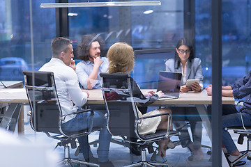 Image showing Startup Business Team At A Meeting at modern office building