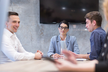 Image showing Startup Business Team At A Meeting at modern office building