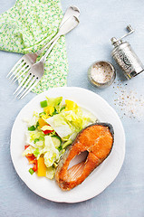 Image showing salmon with salad