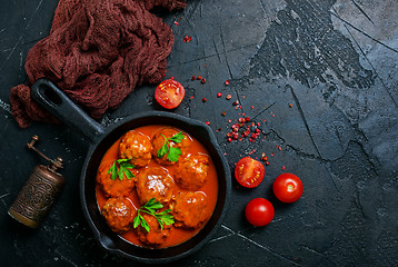 Image showing meatballs with sauce