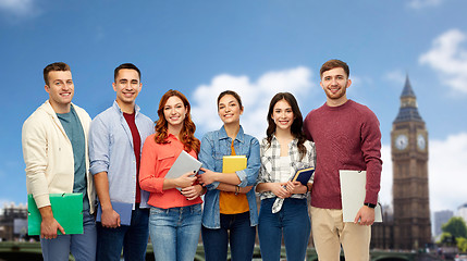 Image showing group of smiling students over london