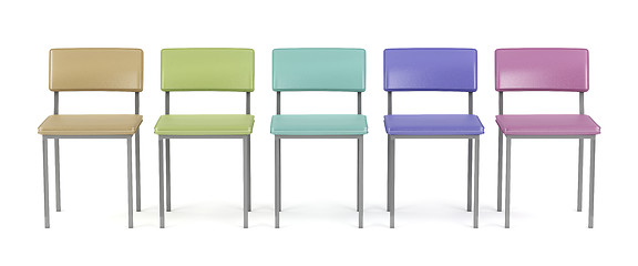 Image showing Colorful chairs on white background