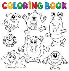 Image showing Coloring book monsters theme set 1