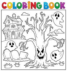 Image showing Coloring book spooky tree thematics 2