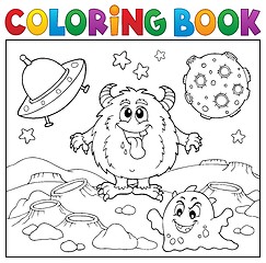 Image showing Coloring book monsters in space theme 1