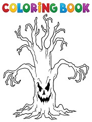 Image showing Coloring book spooky tree thematics 1