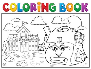 Image showing Coloring book happy schoolbag topic 3