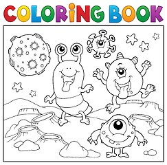 Image showing Coloring book monsters in space theme 2
