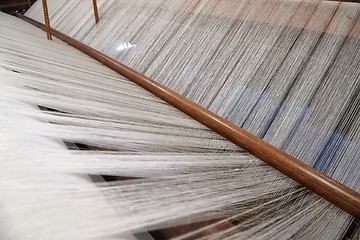 Image showing Old loom detail woth qhite thread