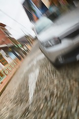 Image showing Careless street crossing car accident