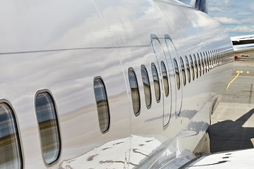 Image showing Airliner fuselage closeup