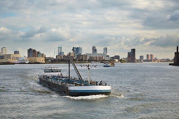 Image showing Ship transporting cargo through Rotterdam