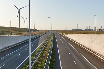 Image showing Empty highway no traffic seen from an overpass