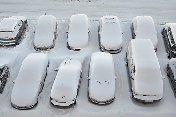 Image showing Winter parking cars