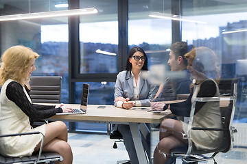 Image showing Startup Business Team At A Meeting at modern office building