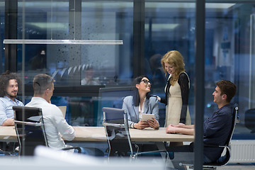 Image showing Startup Business Team At A Meeting at modern office building