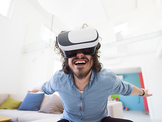 Image showing man using VR-headset glasses of virtual reality