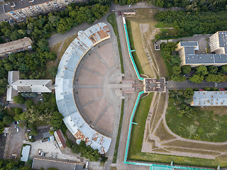 Image showing Bird view from the drone to a Kyiv Fortress Oblique caponier, Ukraine.