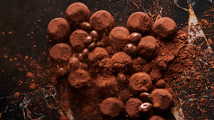 Image showing Assorted dark chocolate truffles