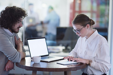 Image showing startup Business team Working With laptop in creative office