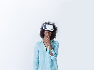 Image showing black girl using VR headset glasses of virtual reality