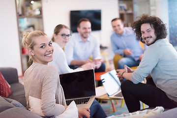 Image showing Startup Business Team At A Meeting at modern office building