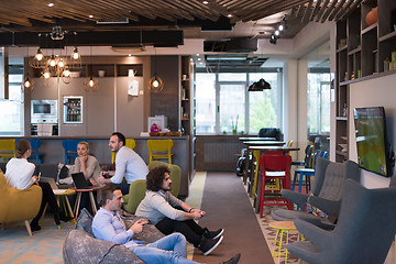 Image showing startup Office Workers Playing computer games