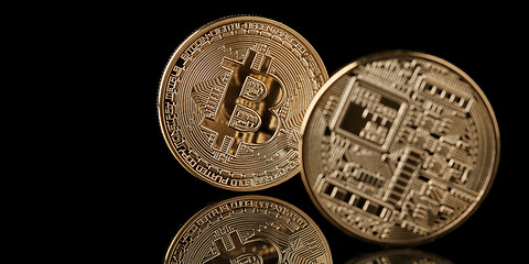 Image showing bitcoin gold coin isolated on black background