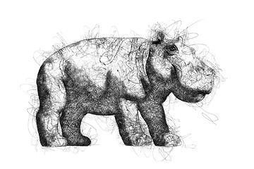 Image showing Hippopotamus ballpoint pen doodle